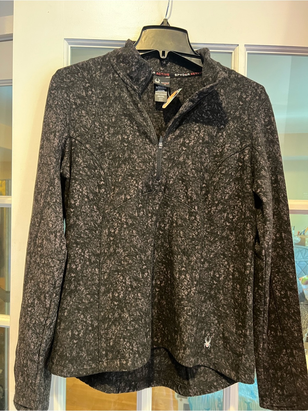 Spyder Black Heathered Quarter-Zip Performance Pullover
